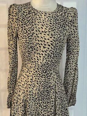 & Other Stories Leopard Print Long Sleeve Mini Dress XS